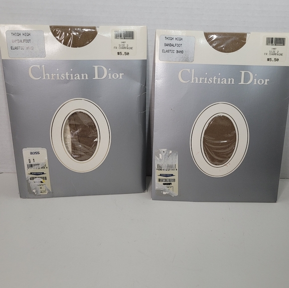 2 PAIR Christian Dior Thigh High Sandal Foot Elastic Band Stockings NOS Size 2 - Picture 9 of 9